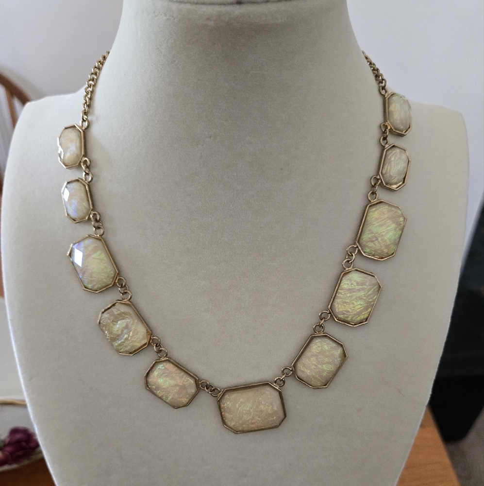 Faux Opal Gold Tone Necklace